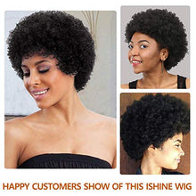 Load image into Gallery viewer, iShine 6" Afro Short Curly Wigs Human Hair Wigs for Black Women 100% Brazilian Hair Fluffy Tight Curls Black Wigs- Natural Black (1B)