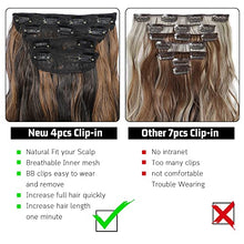 Load image into Gallery viewer, 20inch Clip in Hair Extension 4Pcs Curly Full Head Synthetic Hair Extension Wavy Hair Pieces for Women (20Inch, Dark Brown with Auburn Brown highlights)