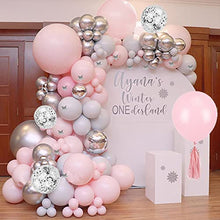 Load image into Gallery viewer, Balloon Arch Kit Pink, 108PCS Balloon Garland Arch Kit Pink Grey Silver Balloon Arch Kit with Stars String Tassel, for Baby Shower Wedding Girl Women Birthday Graduation Anniversary Decorations