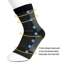 Load image into Gallery viewer, Dr Sock Soothers Socks,3 Pairs Plantar Fasciitis Foot Care Compression Socks Sleeve (Black, S/M(5-9.5))