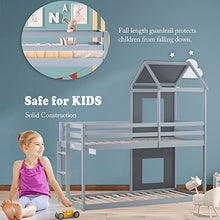 Load image into Gallery viewer, Foecy 3FT Treehouse Bunk bed,Children's Bed Frame Kids Bed Cabin Bed Frame, Mid-Sleeper with Treehouse Canopy & Ladder (GREY)