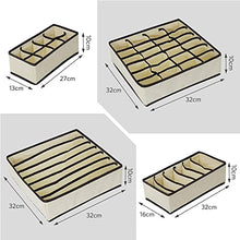 Load image into Gallery viewer, Evance Underwear Drawer Organiser Set of 6, Folding Draw Dividers Storage Bins Box, Collapsible Closet Dividers and Fabric Wardrobe Organisers (Beige)