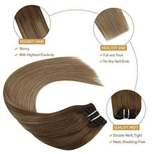 Load image into Gallery viewer, Ugeat Balayage Clip in Hair Extensions 20Inch Human Hair Extensions Clip in Light Brown to Golden Blonde #Bala8/16 Clip on Hair Extensions (7Pieces,100G)