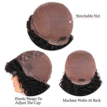 Load image into Gallery viewer, Human Hair Wigs with Bangs Deep Wave None Lace Front Wigs Brazilian Human Hair Deep Curly Full Machine Made Wig with Bangs for Black Women(20", Natural Color)