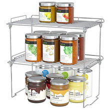 Load image into Gallery viewer, HapiRm Kitchen Cupboard Organiser Shelf Organiser Kitchen Storage, Stackable Plate Organiser for Kitchen Cupboard, Kitchen Storage Rack for Countertops, Pantry, Food and Utensils, Steel 2 Pack
