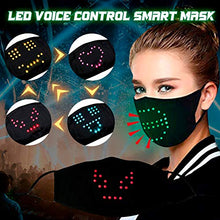 Load image into Gallery viewer, LED Face Mask Voice Activated, LED Light Up Face Masks with Filters for Adults Imitates Lips Speaking Talking Sound Command Control Mask for Carnival Masquerade Party