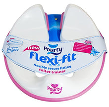 Load image into Gallery viewer, Pourty Flexi-Fit Toilet Trainer, White/Pink, Adjustable to securely fit a Wide Range of Toilet Seats