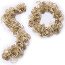 Load image into Gallery viewer, Scrunchy Hair Extension Updo Clip in Bun Donut Hairpiece Drawstring Wrap Around Hair Extension Messy Wavy Curly Chignons Wig Light Blonde mix Ash Blonde