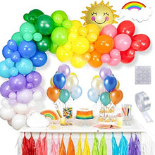 Load image into Gallery viewer, Thinbal Balloon Arch Garland Kit, Rainbow Party Decorations 100 PCS 12Inch Latex Rainbow Balloons in Blue Pink Yellow Red White with Foil Helium Balloon for Birthday Wedding Party Supplies