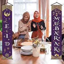 Load image into Gallery viewer, wukou Eid Mubarak Banner Decorations, Eid Mubarak Door Sign Banner Decoration, Fabric Ramadan Mubarak Sign for Ramadan Party Supplies