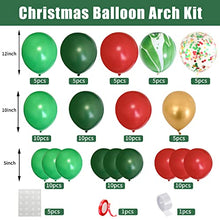 Load image into Gallery viewer, Christmas Balloon Arch Kit, Red Green Merry Christmas Balloons Garland Arch Kit, 90pcs Red Green Gold Latex Balloons Agate Balloons for Christmas Holiday New Year Birthday Party Decorations