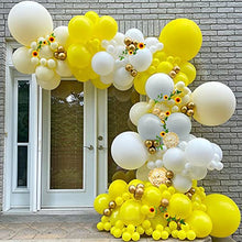 Load image into Gallery viewer, Yellow Balloons Arch Garland Kit, Pastel Yellow Balloons Macaron Yellow Grey Balloons Yellow White Balloons Artificial Sunflower Vine Metallic Gold Balloons Gold Confetti Balloons