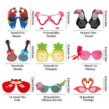 Load image into Gallery viewer, Luau Party Sunglasses - 9 Pairs Funny Hawaiian Glasses, Tropical Fancy Dress Favors, Fun Summer Party Photo Booth Props, Novelty Party Supplies Decoration