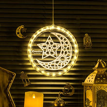 Load image into Gallery viewer, Eid Ramadan Decorative Window Lights, 8in Eid Moon Star Hanging Lights with Suction Cup Portable, Islam Mubarak Islamic Muslim Light Decor for Outdoor Indoor Bedroom Holiday (Moon and Star Style)