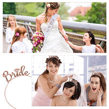 Load image into Gallery viewer, SHWAN 4 Pcs Hen Party Accessories, Engagement Party Decorations Set, Bride to Be Gifts Include Bride Headband Tiara, Veil with Comb, Sash, Tattoos for Wedding, Bridal Shower, Bachelorette Party