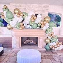 Load image into Gallery viewer, 146 Pieces Sage Green Gold Ivory White Balloon Garland Arch Kit, Baby Shower Wedding Jungle Theme Balloons Party Decorations Supplies Unisex Boy Girls, Sage Olive Green Gold Ivory White Balloons
