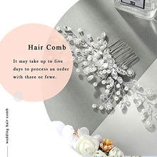 Load image into Gallery viewer, Mayelia Pearl Bride Wedding Hair Comb Silver Hair Clips Crystal Wedding Headpiece Bridal Hair Accessories for Women and Girls