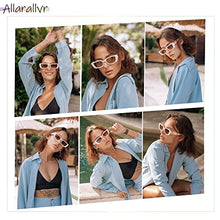 Load image into Gallery viewer, Allarallvr Rectangle Cat Eye Thin Sunglasses for round faces for Women 90s Retro Trendy Y2K Aesthetic Vintage Square Small Shades AR82037(Black+Beige)
