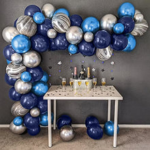 Load image into Gallery viewer, Blue Balloon Arch Kit,Navy Blue Arch Balloon Garland Kit Ballon Arch Maker Kit Dark Blue Metallic Sliver Balloons Black Agate Party Balloon Pack for Space Party Birthday Baby Shower Ramadan Mubarak
