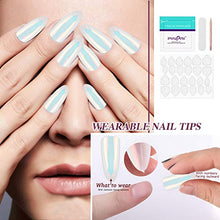 Load image into Gallery viewer, 72 Pieces Reusable Artificial Nail Tips Full Cover Nail Tips Press On Nails Art False Tips Gradient Purple Glitter Silver Shinning Dark Blue