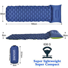 Load image into Gallery viewer, UOUNE Inflatable Sleeping Mat-Waterproof Camping Mattress,Double-Sided Color Air Pad,Portable & Folding Inflating Single Bed for Outdoor Backpacking Hiking(Blue + Green)