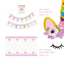 Load image into Gallery viewer, Himeland 129 Pcs Unicorn Birthday Decorations for Girls, Pink Unicorn Party Supplies and Plates for Birthday, Disposable Tableware Kit Serves 16 (Plates Cups Napkins Tablecloth Paper Banner)