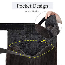 Load image into Gallery viewer, FESHFEN 24" Long Straight Wrap around Ponytail Extensions Synthetic Clip in Ponytail Hair Extensions Hairpiece for Women 130g, Medium Brown