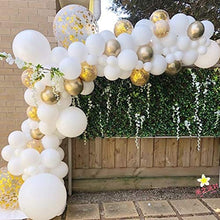 Load image into Gallery viewer, White Balloon Arch Kit - 125 PCS 5M Balloon Garland Kit with Gold White Balloon Confetti Metallic Balloons for Valentine 2021 New Year, Christmas, Baby Shower Birthday Hen Party Background Decoration