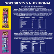 Load image into Gallery viewer, Adonis Keto Bars Mixed Box (20 Bars) | All 5 Flavours of High Protein Bars & Nut Bars | Vegan & Keto-Friendly | 100% Natural | Low Sugar, Calorie & Carb for Weight Loss | Ideal for Breakfast