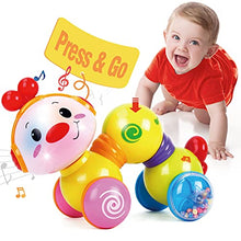 Load image into Gallery viewer, CubicFun Baby Toys 6 Months Plus Musical Press and Go Inchworm Toy with Light up Face Caterpillar Crawling Newborn Toddler Toys for 6 8 9 10 12 Month Babies Toys for 1 2 Year Old Girls Boys