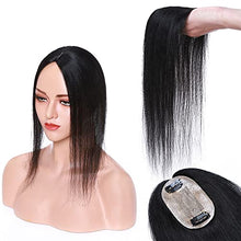 Load image into Gallery viewer, One Piece Clip in Hair Toppers -Silk Base- 100% Real Human Hair Extensions #01 Jet Black 20" Straight Remy Hair Piece Toupee