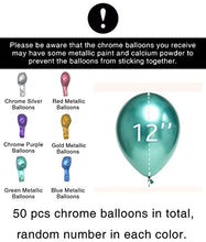 Load image into Gallery viewer, PartyWoo Metallic Balloons, 50 PCS 12 Inch Shiny Balloons in Gold, Red, Blue, Purple, Silver and Green, Metallic Balloon for Princess Ariel Party, Little Mermaid Party Decorations, Space Party