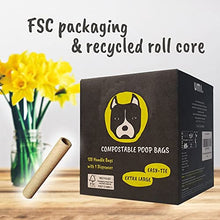 Load image into Gallery viewer, Amazon Brand - Umi Dog Poo Bags with Handles - Certified Home Compostable and Industrial Composting, Unscented and Leak-Proof - 13 x 40 cm with Reusable Dispenser, Pack of 120