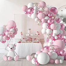 Load image into Gallery viewer, 127 Pcs Balloon Garland Kit, Pink White Latex Balloon Arch Kit with Gold Confetti Balloon, Party Balloon Decorations for Wedding Baby Shower Birthday Anniversary Festival Party Decorations