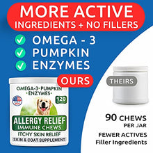 Load image into Gallery viewer, Allergy Relief Dog Treats - Omega 3 + Pumpkin + Enzymes - Itchy Skin Relief - Seasonal Allergies - Anti-Itch & Hot Spots - Immune Supplement - Made in USA - Chicken Flavor Soft Chews