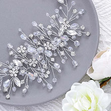 Load image into Gallery viewer, Unicra Bride Wedding Hair Vine Silver Flower Hair Accessories Crystal Bridal Headpiece Rhinestones Hair Wear for Women and Girls