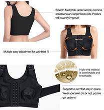 Load image into Gallery viewer, Bafully Women Post Surgery Front Closure Sports Bra with Breast Support Wirefree Racerback (Black, 3XL)