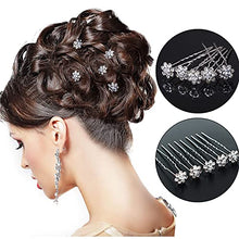 Load image into Gallery viewer, 20Pcs Wedding Hair Pins Bridal Hair Pins U Shaped Diamond Hair Pins Crystal Flower Shape Hairpin, White Diamond Rose Hairpin for Women Girls, Wedding, Ball