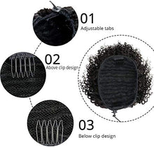 Load image into Gallery viewer, Drawstring Ponytail for Black Women Afro Human Hair Kinky Ponytail Drawstring Clip in Top Closure Ponytail Extension Curly 14 Inches Natural Black 100g