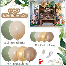 Load image into Gallery viewer, Jungle Safari Balloon Arch Kit, Safari Party Decorations Sage Green Balloon Garland Kit Green Balloons Coffee and Gold Balloons for Wild One 1st Birthday Decorations, Baby Shower Decorations