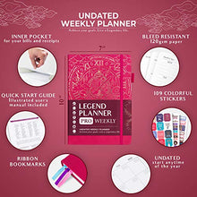 Load image into Gallery viewer, Legend Planner PRO – Deluxe Weekly & Monthly Life Planner to Increase Productivity and Hit Your Goals. Time Management Organizer Notebook – Undated – 18 x 25.5cm Hardcover + Stickers – Hot Pink