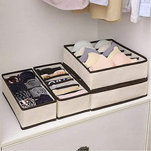 Load image into Gallery viewer, Evance Underwear Drawer Organiser Set of 6, Folding Draw Dividers Storage Bins Box, Collapsible Closet Dividers and Fabric Wardrobe Organisers (Beige)