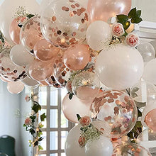 Load image into Gallery viewer, SANERYI Balloon Arch Kit 100pcs Rose Gold Balloons and White Balloons Garland Kit Confetti Clear Latex Balloons for Bridal Shower Bachelorette Hen Party Wedding Birthday for Girls Decorations