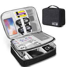 Load image into Gallery viewer, Hcfgs Travel Cable Organiser Bag,Doppelschicht Electronics Accessories Organizer Bag, Universal Carry Travel Gadget Bag for Cables, Power Bank,USB Drive, Charger Hard Disk (black)