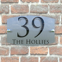 Load image into Gallery viewer, Acrylic & Aluminium Modern House Sign door Number | Genuine Perspex! | UV Printed | Full fixtures and fittings | FREE UK POSTAGE - EMA5-28B-S