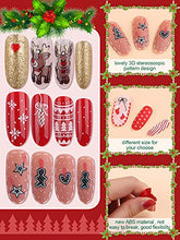 Load image into Gallery viewer, 96 Pcs Christmas Coffin False Nails Stiletto Fake Nails, EBANKU Acrylic Press on Nails Full Cover False Nail Kits With 96Pcs Nail Adhesive Tabs,Snowflake Elk Design Nail Art Decoration for Women Girls