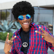 Load image into Gallery viewer, Gejoy Hippie Costume Set Funky Afro Wig Sunglasses Peace Sign Necklace for 50/60/70s Theme Party (Black)