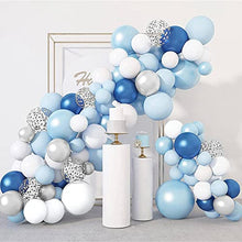 Load image into Gallery viewer, Blue Balloons Garland Arch Kit - 104Pcs Macaron Blue White Silver Balloon arch kit Decorations Set with Confetti Balloons pack for Boys and Girls Baby Shower,Wedding, Birthday Party Decor