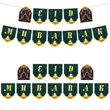 Load image into Gallery viewer, QICI 12 Inch Eid Mubarak Latex Balloons+Eid Mubarak Foil Balloons +Eid Mubarak Banner Decoration, Ramadan Mubarak Party Supplies for Eid Al Fitr & Eid Al Adha Festival Decoration Supplies