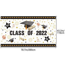 Load image into Gallery viewer, Graduation Decorations 2022 Banner for Class of 2022, 200 × 110 cm, Fabric Congrats Grad Banner Graduation Banner Party Supplies Photo Prop/Booth Backdrop,2022 Graduation Decorations Indoor/Outdoor